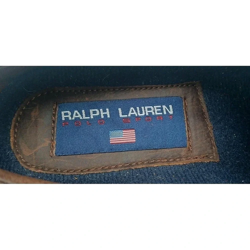 Polo Ralph Lauren Brown Leather loafer boat shoes mens 9.5 B preppy sailing